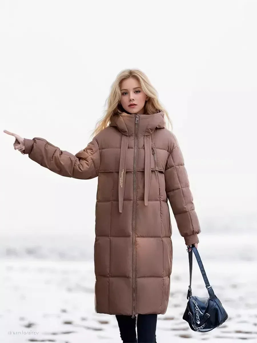 Frauen Parkas 2024 Herbst Winter Daunen Baumwoll jacken gepolstert verdickt Overknee locker lässig lange warme Taschen Mantel Schnee mantel