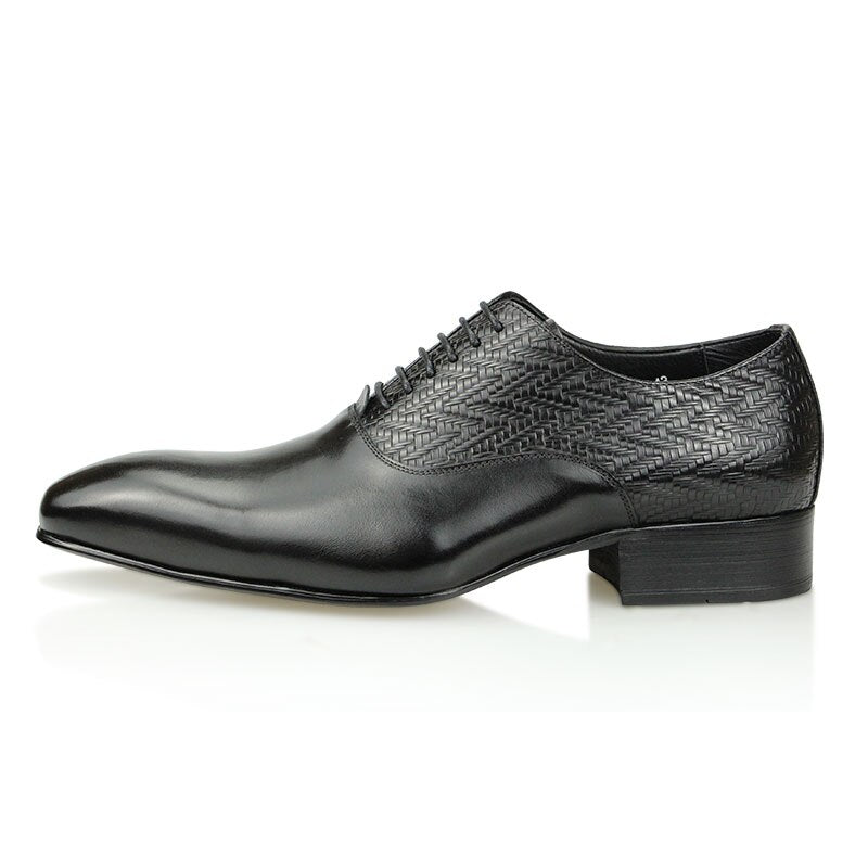 High Grade Black Leather Shoe Formal Office Oxfords Elegant Wedding Position Braid Leather Business Lace Up Men Shoes  Handmade