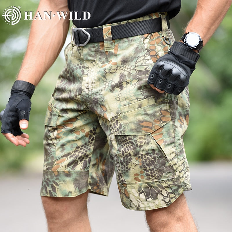 HAN WILD Tactical Shorts Men Military Camouflage Short Multi Pockets Pants Summer Breathable Quick-dry Male Casual Short Pants