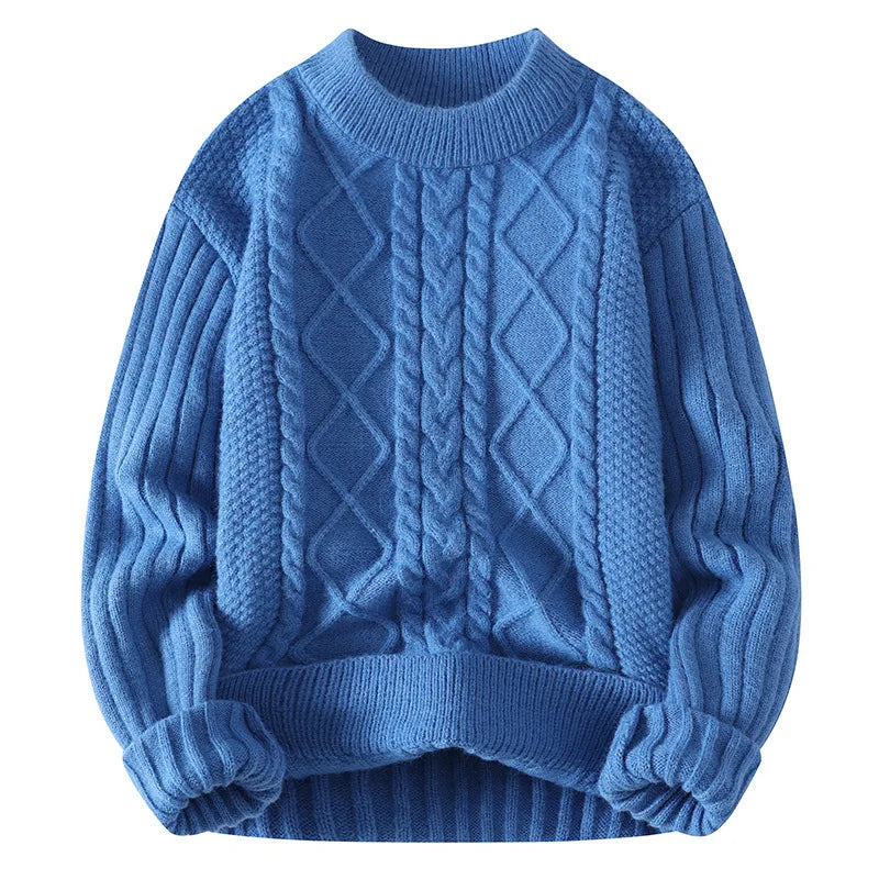 Neue männer Warme Pullover Gestrickte Pullover Rundhals Vintage Harajuku Lose Einfarbig Casual Winter Pullover Männer Pullover Mann