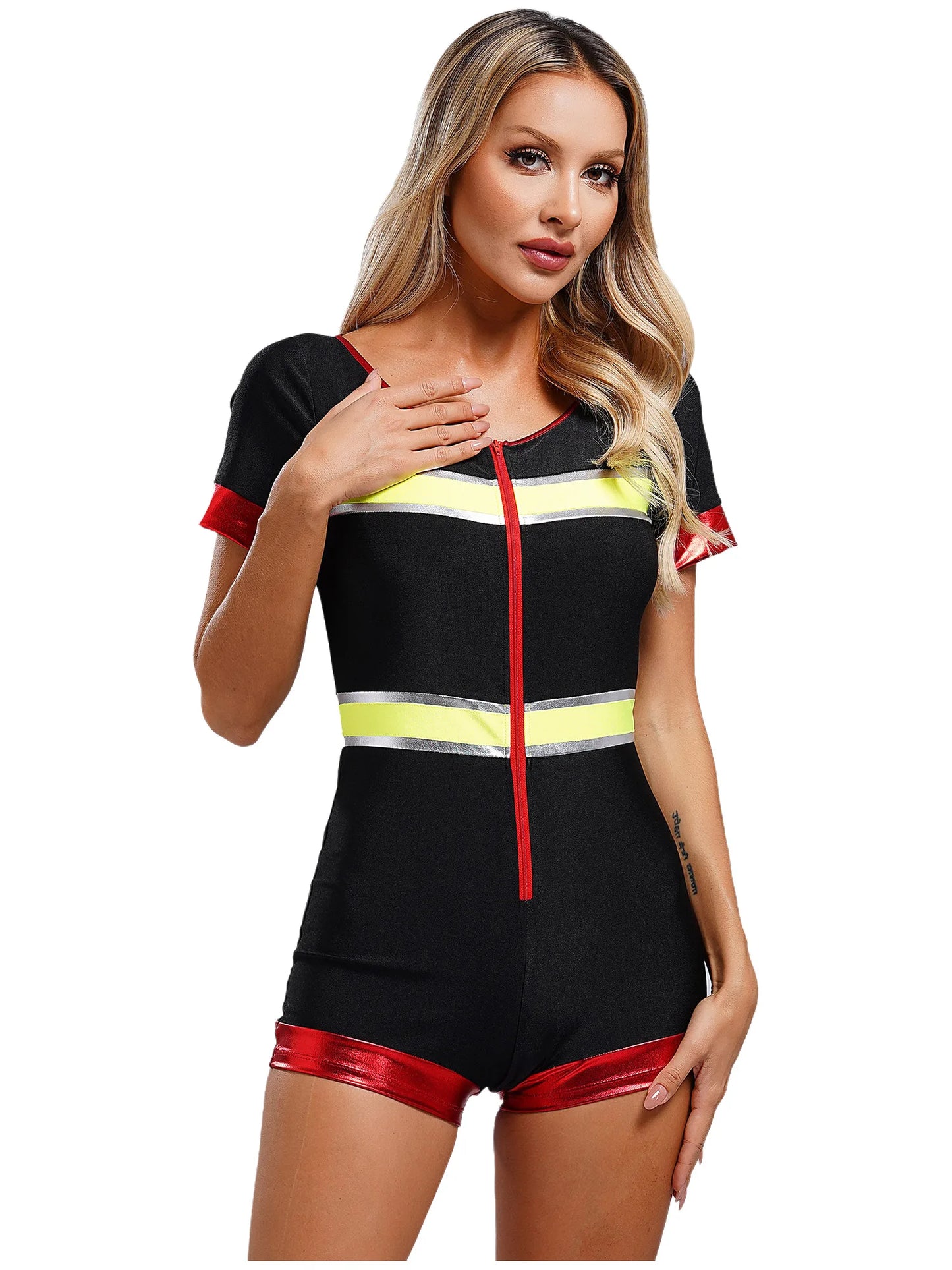 Damen Feuerwehr mann Kostüm Feuer Kapitän einteiligen Overall Bodysuit Stram pler für Halloween Cosplay Party Rollenspiel Kostüm verkleiden