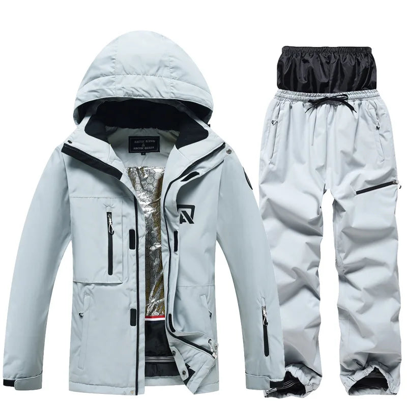 Neuankömmlinge Damen Ski anzug Winter Outdoor Schnee tragen wasserdicht wind dicht verdickt warme Herren Ski jacke Hosen Set Arbeits stil