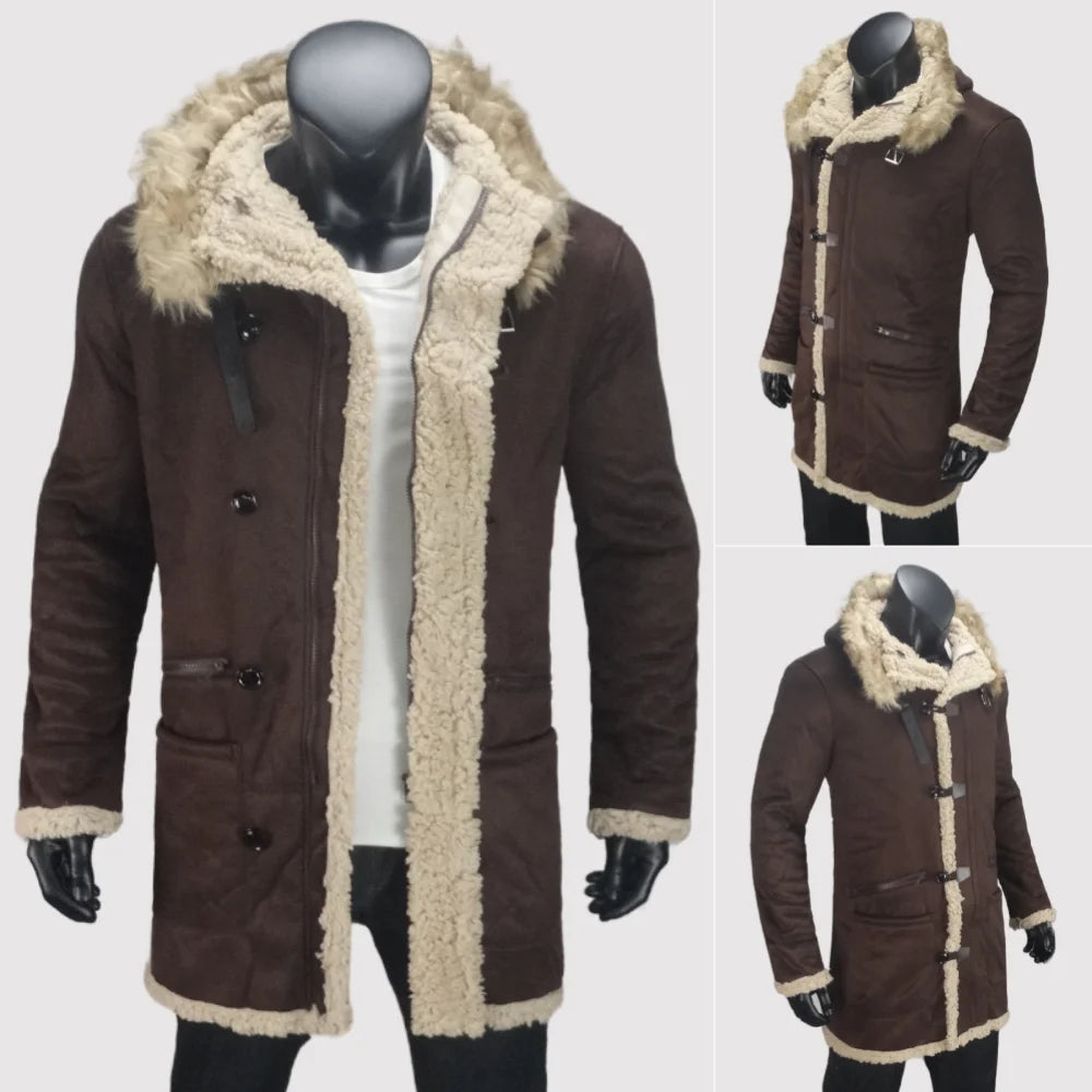 Winter Kalte Herren Jacken Fleece Mantel Mit Kapuze Mann Warme Klassische Mäntel Verdickte Wildleder Männliche Kleidung Outer Euro Größe S-5XL