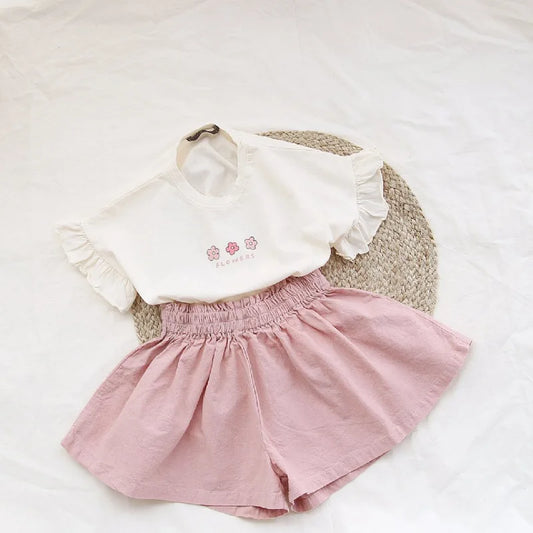 Sommer Mädchen Kleidung setzt neue Mode koreanischen Stil Tops Shorts 2 Stück kleine Prinzessin Baby Anzug Geburtstags geschenk 1 2 3 4 5 6 Jahre