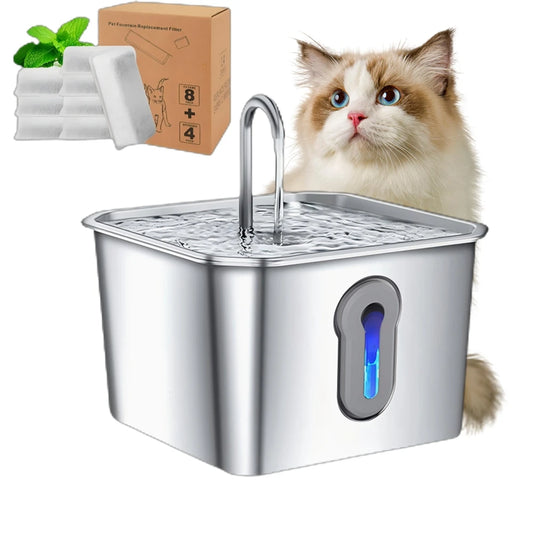 Katzenwasserbrunnen aus Edelstahl, 134oz/4L automatischer Haustierwasserbrunnen mit extrem leiser Pumpe für Katzen, Hunde, mehrere Haustiere