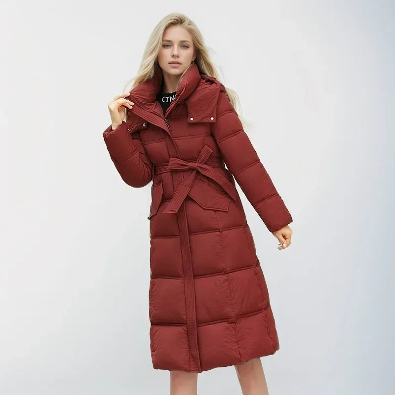 2024 neue Winter Frauen lange Parkas Taschen dicke warme Kapuze Daunen Baumwoll mantel weibliche lose Puffer Jacken wind dichten Schnee mantel