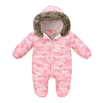 6 9 12 18 24 36 Monate Winter Baby Stram pler niedlichen Cartoon warme Mode Kapuze Reiß verschluss Pelz Kragen Junge Overall neue Kinder tücher