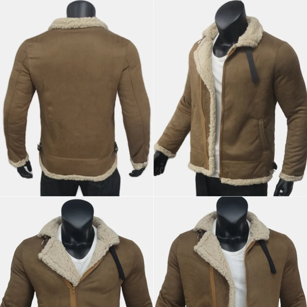 Wildlederjacke für Herren, Winter, leicht, warm, Fleecemantel, kältebeständig, Reißverschluss, Herrenbekleidung, Oberbekleidung aus synthetischer Wolle, M-5XL