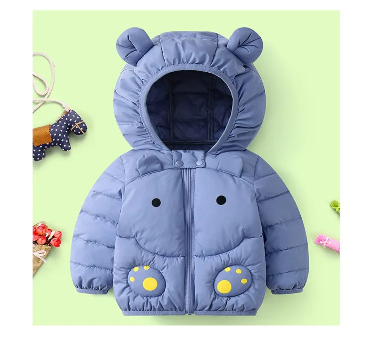 1 2 3 4 5 6 jahre Baby Jacke Cute Cartoon Bär Herbst Und Winter Mädchen Unten Jacke Mit Kapuze Zipper jungen Oberbekleidung Kinder Kleidung