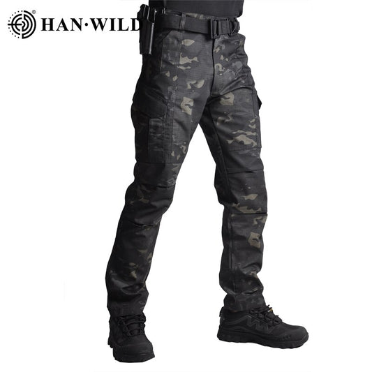HAN WILD Outdoor Pants Men Camouflage Military Multi-Pockets Pants Tactical Trousers Army Pants Male Female Spring Autumn 2022