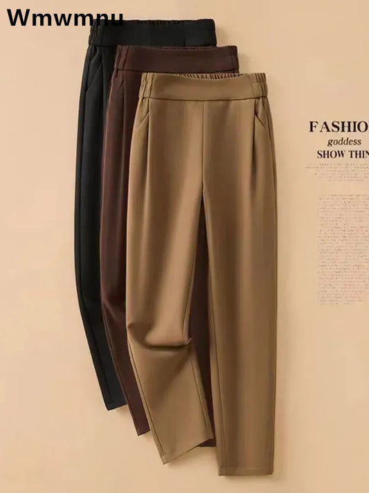 Vintage Baggy Pencil Pants High Waist Women Causal Classics Harem Pantalones Korean Fashion Ankle-length Office Trousers New