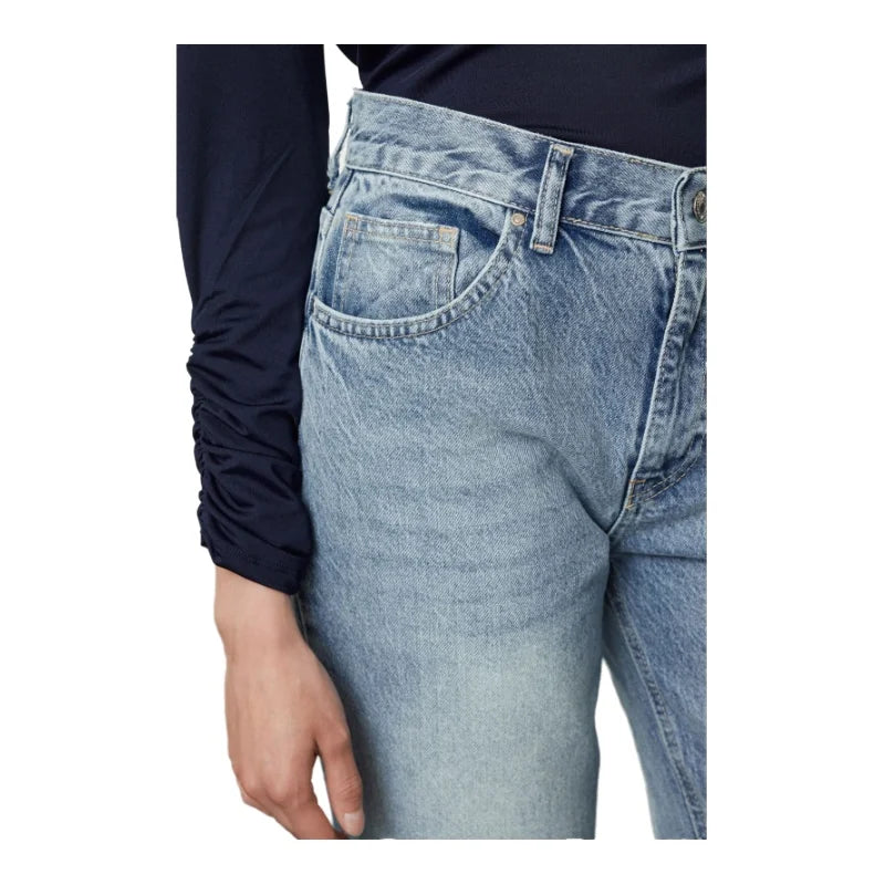 Trendyol TYZA Damen-Jeans, einfarbig, ohne Taschen, gerades Denim, gerades Bein, Gürtel, lässige Jeans, Freizeithose, Denim-Shorts