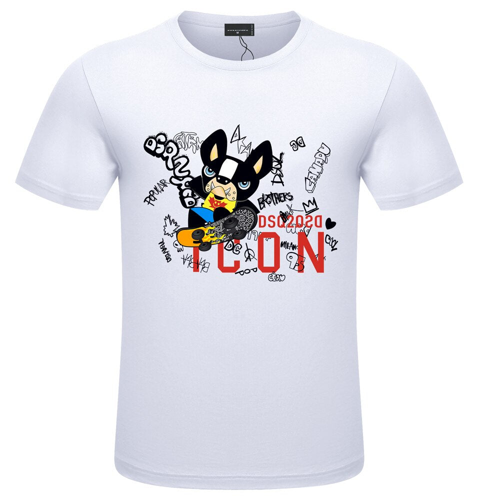 Mens Summer Print T-Shirt DSQ2 Brand Mens Fashion Casual Loose Cotton ICON Sport Jogging T-Shirt Street Hip Hop Couple T-Shirt