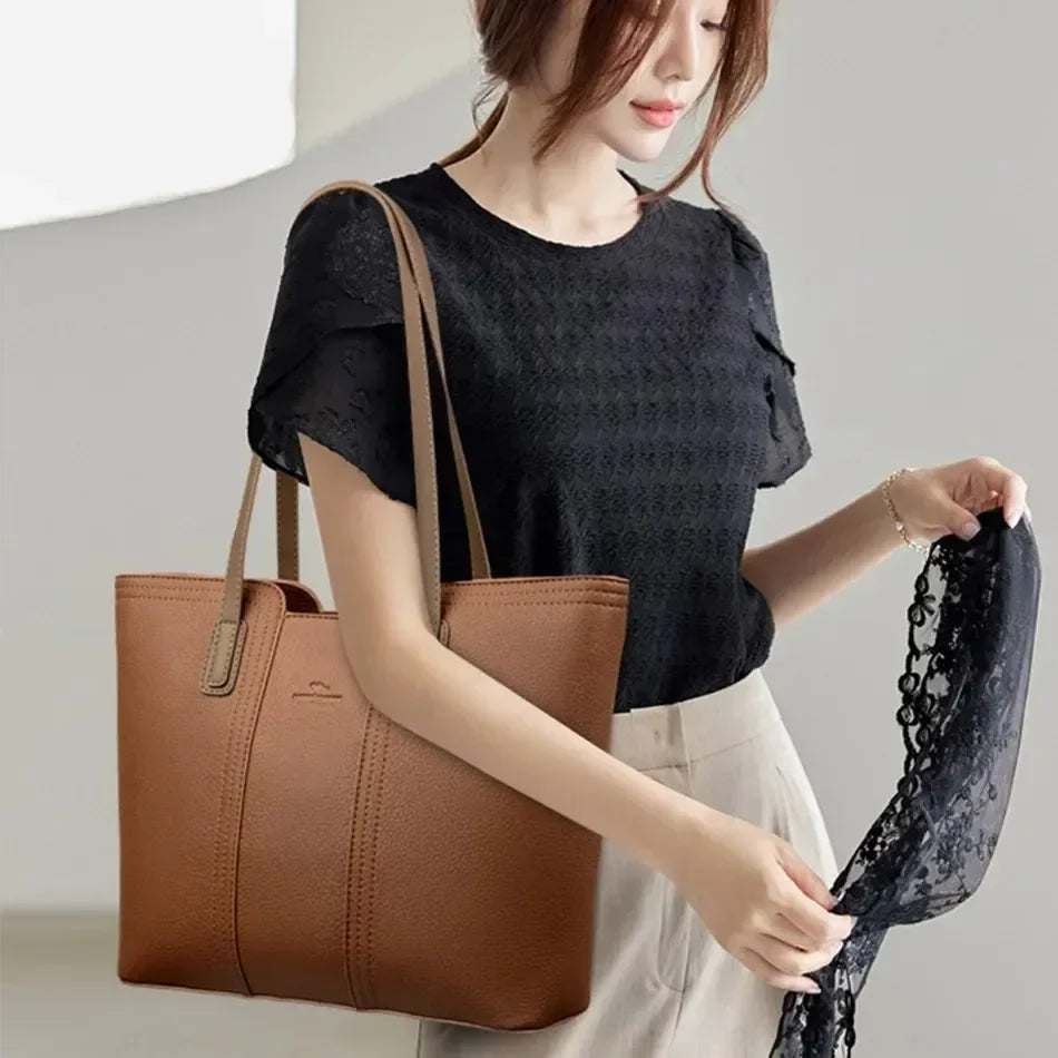 Echte Marke 3 Schichten Frauen Taschen Designer Hohe Qualität Weiches Leder Große Frauen 2024 Schulter Tasche Messenger Handtasche 2024