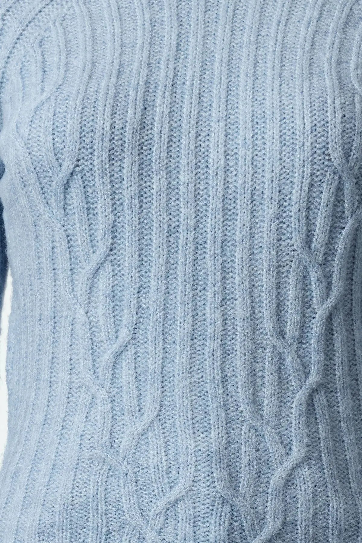 Trendyol TYZA Damen-Pullover, Stehkragen, Zopfmuster, lässige Strickwaren, reguläre Passform, Raglanärmel-Pullover und Pullover