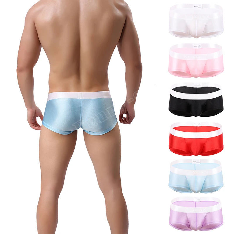 Männliches Geschlecht weicher und bequemer Boxer sexy glatt gebürstet atmungsaktiv Nylon Spandex großen Raum einlagige Front Schritt Unterwäsche