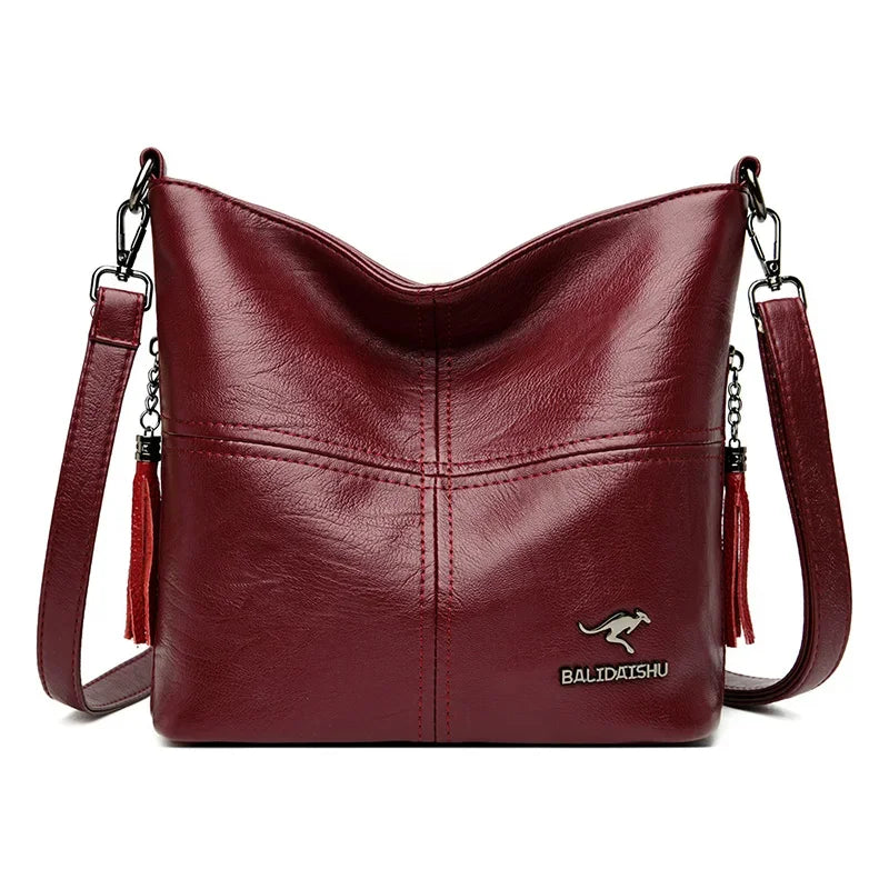 Einfache Eimertasche, Pu-Leder, Umhängetasche für Damen, 2024, Winter-Geldbörsen und Handtaschen, Luxus-Designer, elegante weibliche Umhängetasche