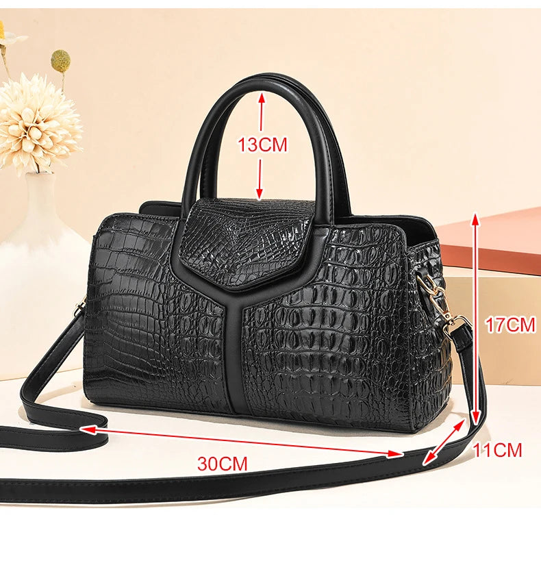 TRAVEASY Summer Casual Vintage Top-Handle Bags for Women Fashion Alligator Large Capacity Female Shoulder Bags Crossbody Bags