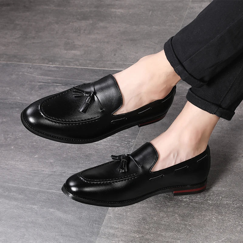 New Black Loafers for Men Slip On Men Dress Shoes