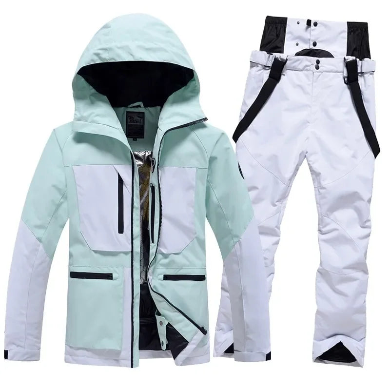 Winter Skiing Suits Women Men Waterproof Snow Hoodie Set Outdoor Mountain Couple Snowboard Clothes Warm Sports Snow Jacket Pants