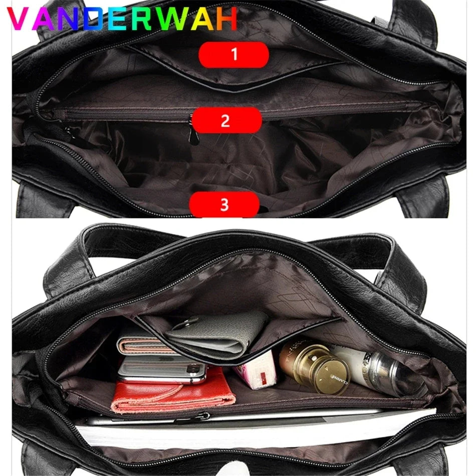 Echte Marke Weiche Leder Top-griff Taschen Weibliche Handtaschen Frauen Schulter Umhängetaschen Umhängetasche Große Kapazität Große Sac