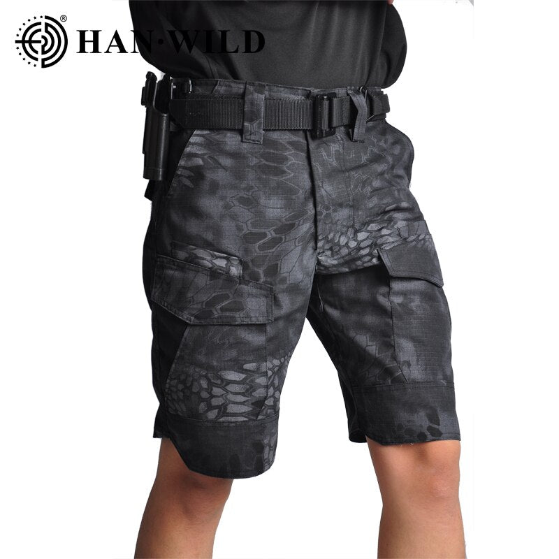 HAN WILD Tactical Shorts Men Camouflage Short Pants Military Combat Shorts Army Cargo Pants Casual Multi Pockets Work Streetwear