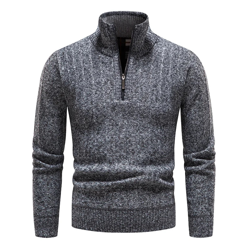 Männer Fleece Pullover Winter Warme Gestrickte Pullover Pullover Männer Mode Half Zip Stehkragen Beiläufige Gestrickte Pullover Pullover