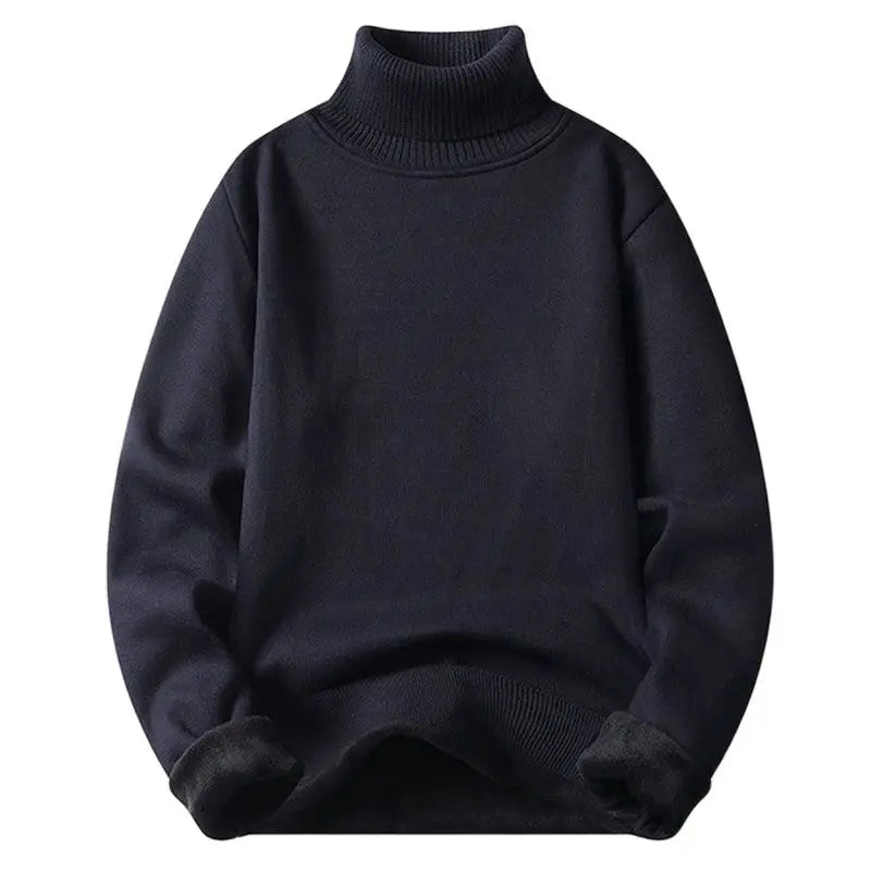 Herbst Winter Fleece Rollkragen Pullover Männer Mode Slim Fit Gestrickte Pullover Mens Einfarbig Warme Strick Pullover Pullover