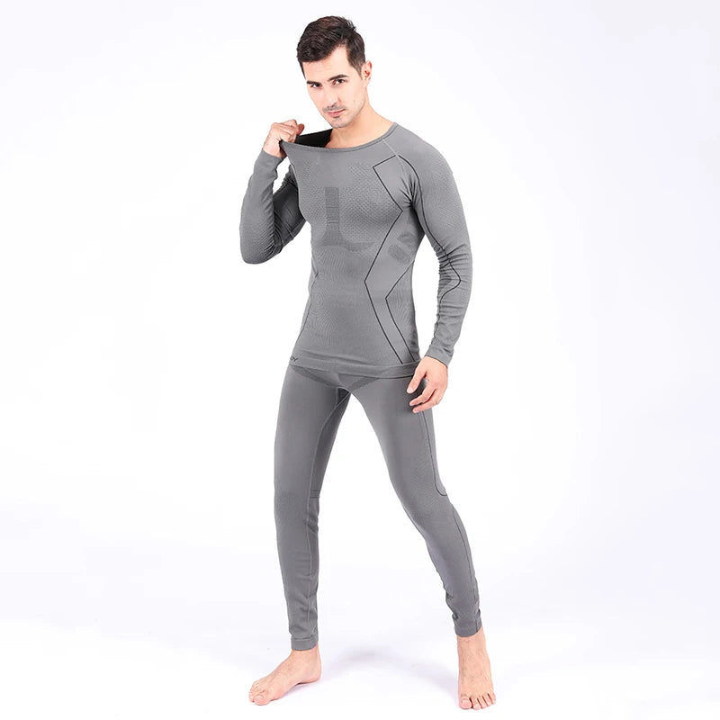 Outdoor Men's Thermal Underwear Men Seamless Long Johns Tight Function Breathable Training Cycling Sports Thermal Suit T3F201