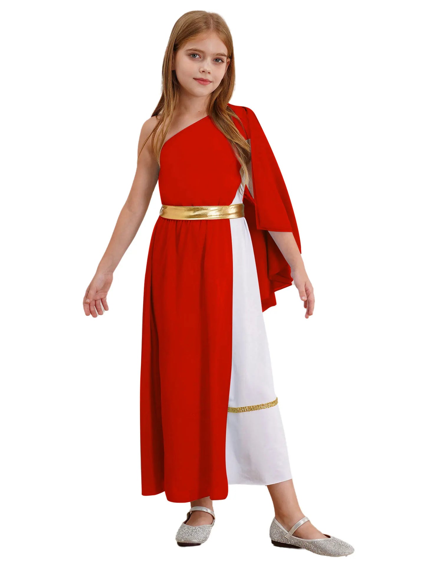 Kids Girls Greek Princess Costume Ancient Roman Empress Tulle Long Maxi Dresses Halloween Toga God Nobility Cosplay Dress Up