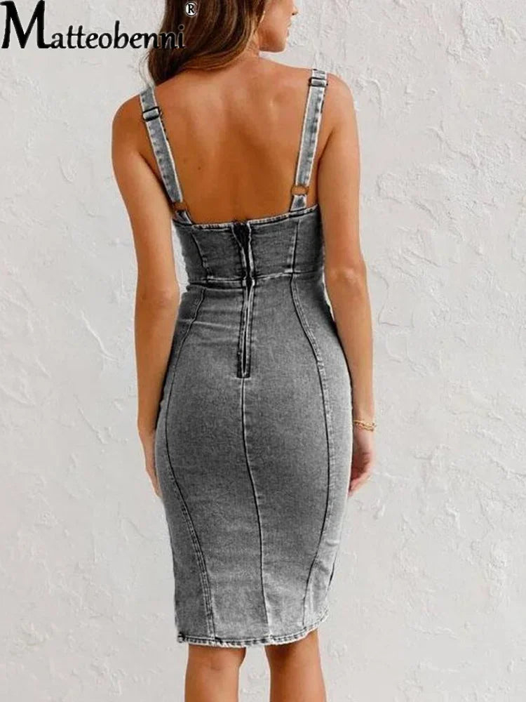 Reißverschluss Jeans Kleid