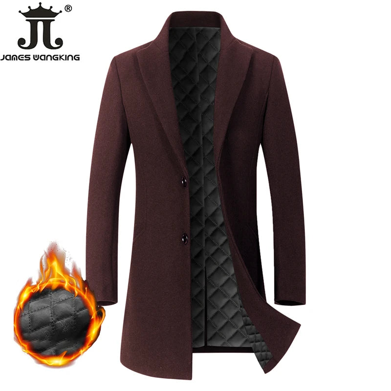 Herbst & Winter Boutique Wolle Mode einfarbig Herren lässig Business Woll mantel Jacke verdickt und warm Herren Trenchcoats