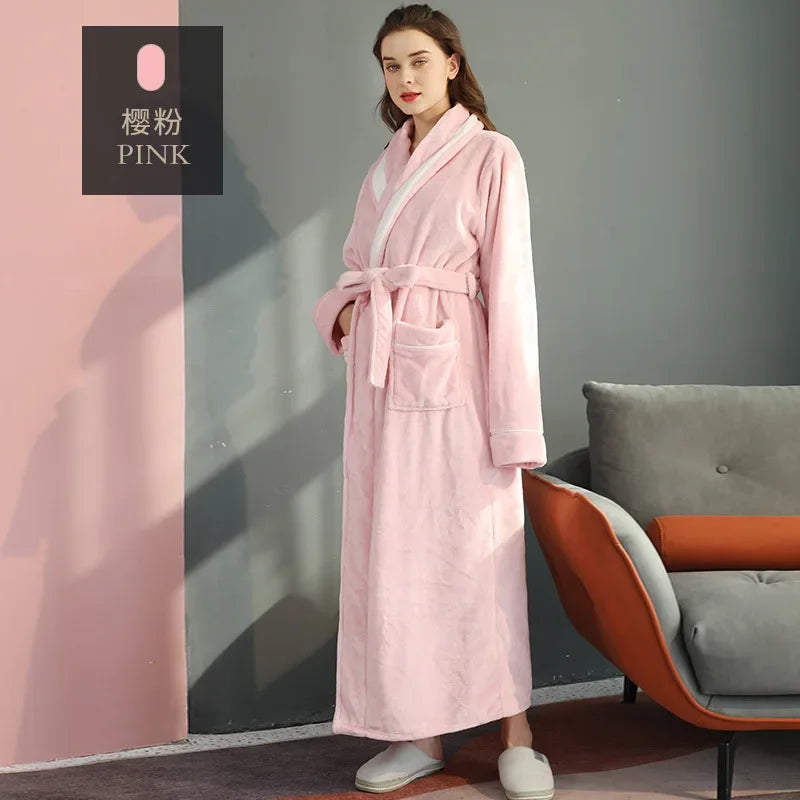 Nachtwäsche Lose Kimono Nachtwäsche Paar Verdicken Flanell Robe Männer Warme Herbst Winter Neue Intimate Dessous Lose Bademantel