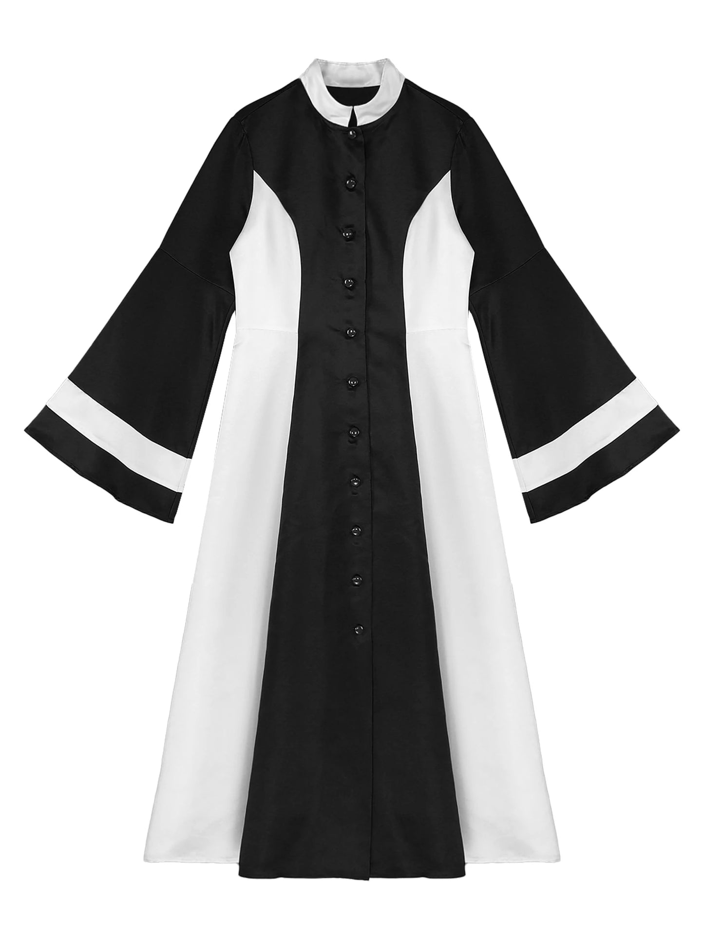 Mittelalterliches Klerus-Kleid für Damen, lange ausgestellte Ärmel, elegante Kirchenrobe, Pastor, Chor, christliches Kleid, Halloween-Cosplay-Kostüme