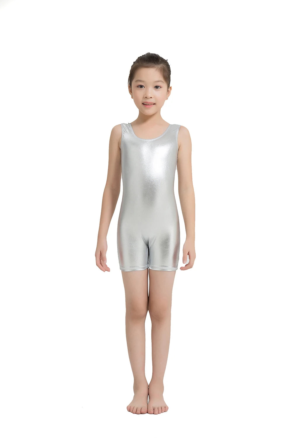 Speerise  Spandex Girl Short Unitard Bodysuit Shiny Metallic Gymnastics Tank Biketard One-piece Unitards for Kids Leotard