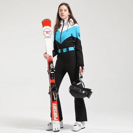 Ski-Sets neue einteilige Ski anzug schlanke Overalls Frauen Outdoor Snowboard warme Overalls wind dichte wasserdichte Winterkleid ung