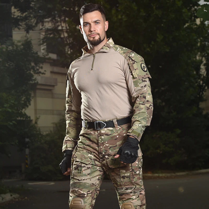 HAN WILD G3 Combat Shirt or Pants with Pads Airsoft Tactical Trouser MultiCam Hunting Camouflage Paintball Clothing Gear 1 Piece