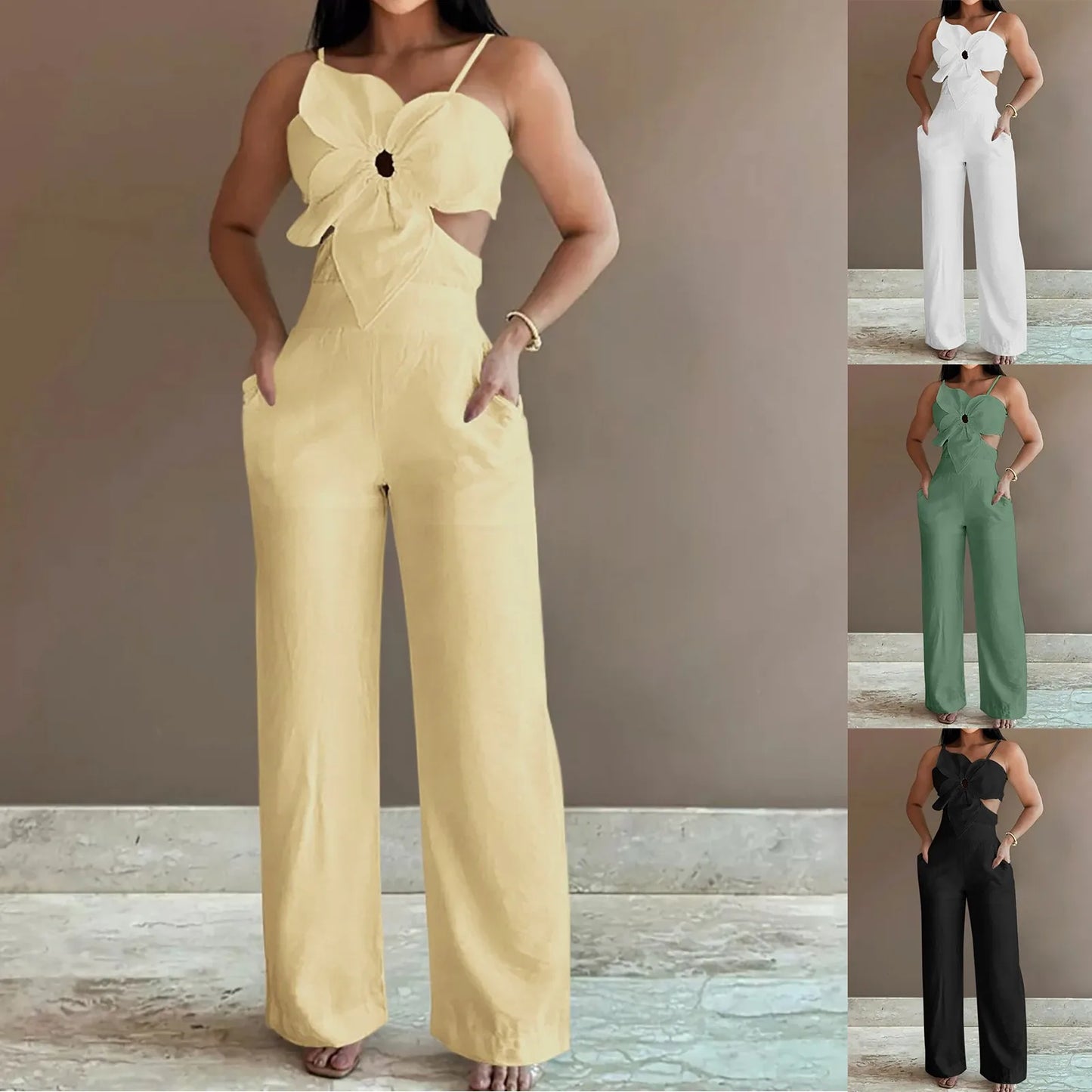 Sommer hoch taillierte lässige Hosenträger Overall Urlaub einfarbig sexy Stram pler aushöhlen Patchwork Mode Overalls Frauen