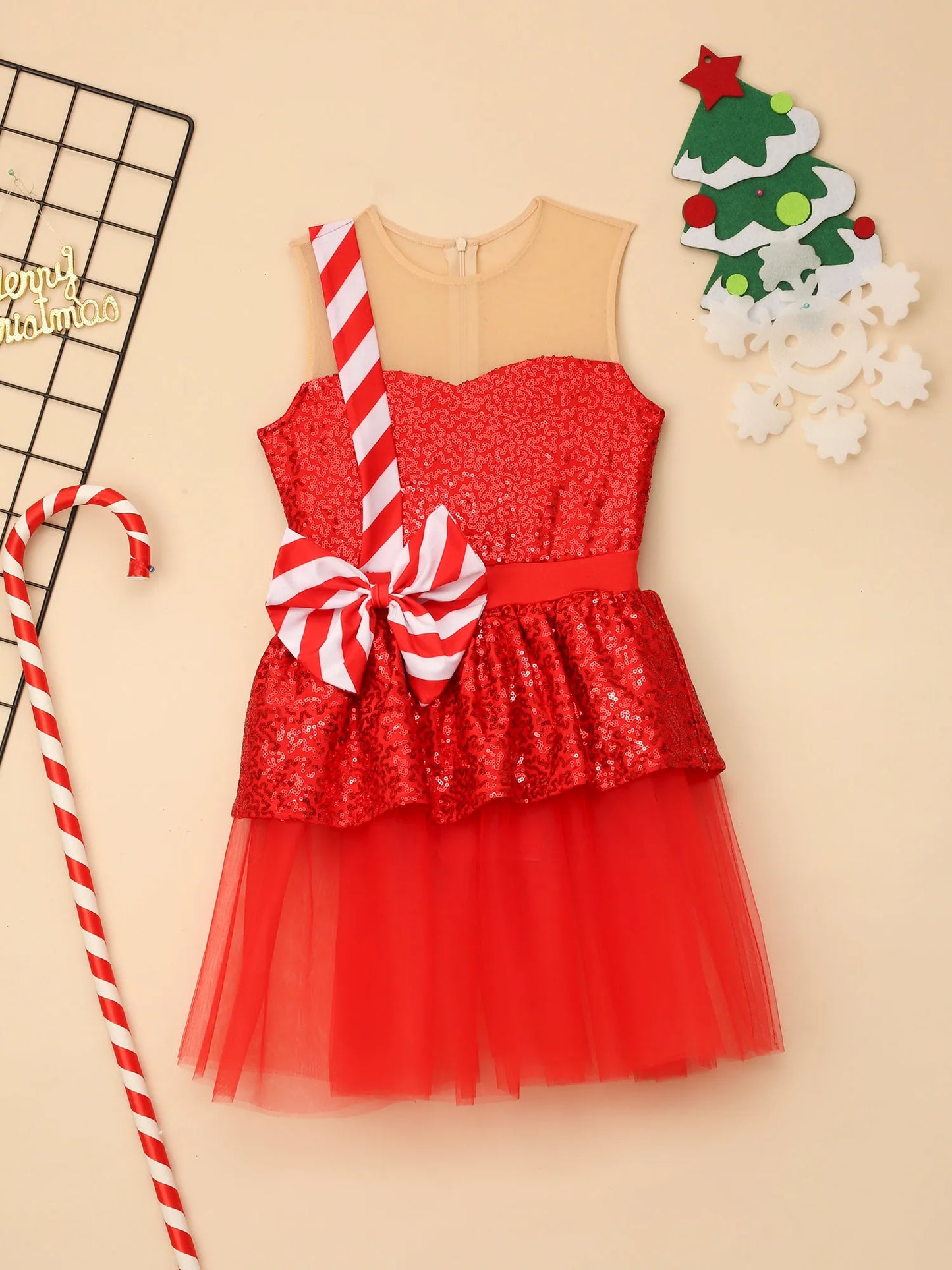 Mädchen Weihnachten Zuckers tange Kostüm Pailletten Tutu Kleid für Weihnachten Tanz Urlaub Party Festival Santa Claus Bühnen performance