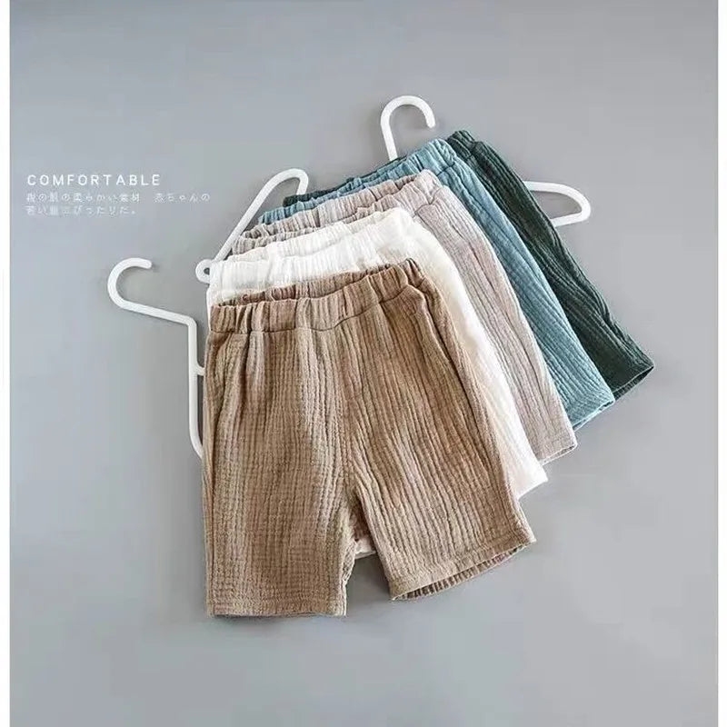 Jungen Mädchen Sommer Outfits Kleidung Baby Musselin Baumwolle Kurzen Ärmeln Hemd Shorts Anzüge Kinder Top + Hosen Sets 2 stücke 0-8T