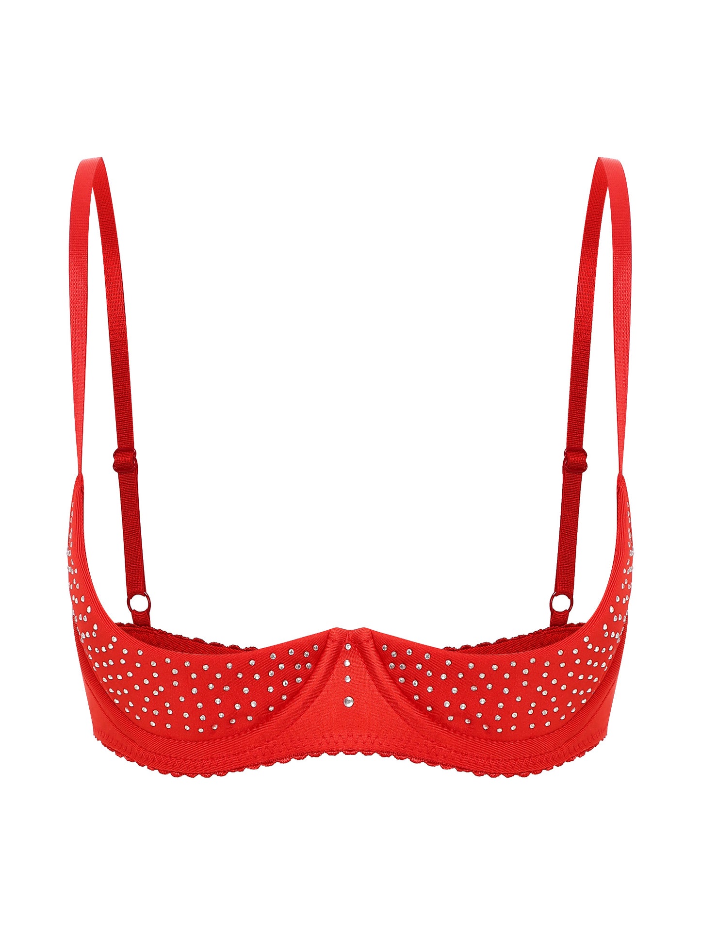 Damen Balcon ette funkelnden Strass Demi Cup Bügel ungefüttert Push-up Regal BH nicht gepolsterte Bra lette Dessous Unterwäsche