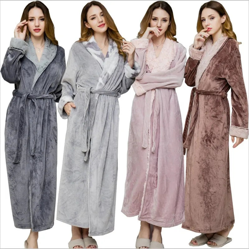 Dame Verdicken Bademantel Kleid Weiche Flanell Nachtwäsche Herbst Winter Neue Hause Kleidung Lose Nachtwäsche Kimono Nachtwäsche mit Tasche