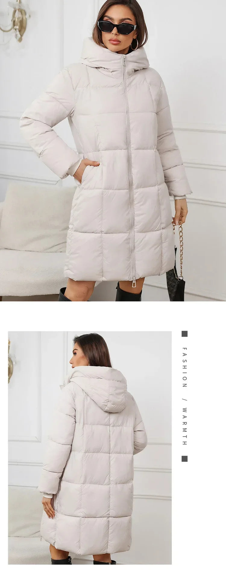 2024 neue Winter Frauen Lange Parkas Taschen Dicke Warme Mit Kapuze Unten Baumwolle Mantel Weibliche Lose Puffer Jacken Winddicht Schnee Mantel