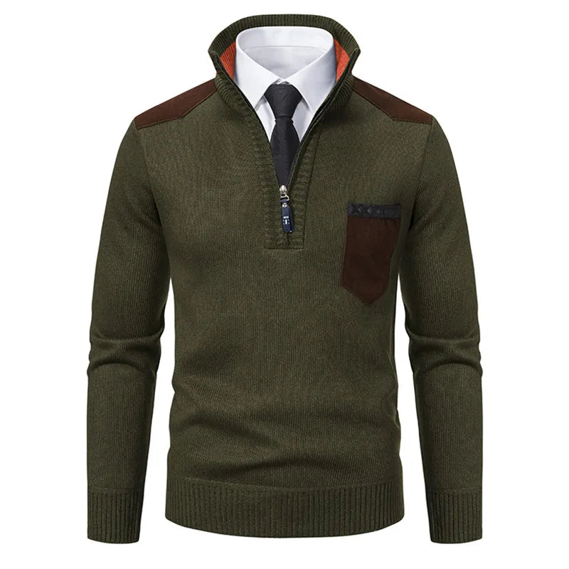 Herbst Winter Pullover Männer Pullover Mode Patchwork Halb Zipper Stehkragen Business Casual Herren Gestrickte Pullover Pullover