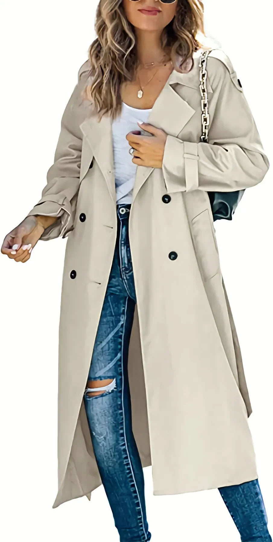 Amazon Independent Station Cross-Border European and American Women's Winter and Autumn Coat Jacket Overcoat Plus Size Trench Co