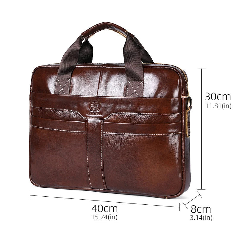 Cowhide Men's Briefcases Shiny Cow Leather Business Handbag Large Capacity Leather Shoulder Bags Gift Leisure Laptop Bag TG053