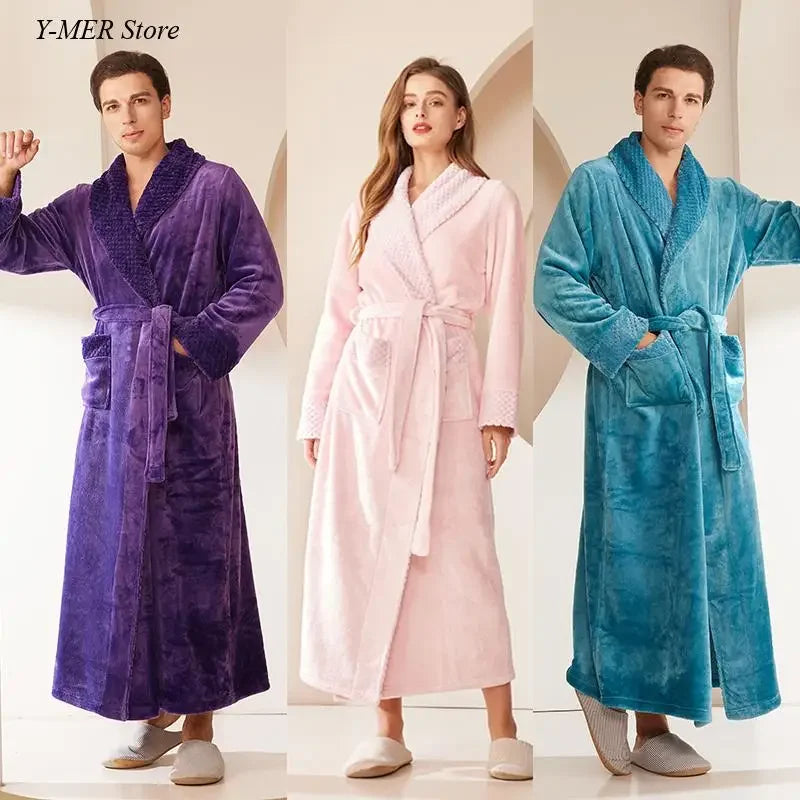 2024 neue Frauen Warme Kimono Roben mit Tasche Flanell Nachtwäsche Verdicken Bademantel Kleid Lose Nachtwäsche Weiche Dusche Nachthemd