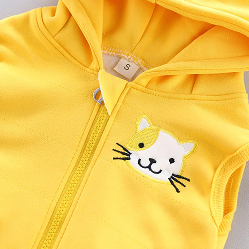 3 Stück süße Katze warm halten Mädchen Kleidung Herbst Jungen Kleidung Sets Kapuze Weste Mantel Hose Baby Anzüge 1-4 Jahre neue Kinder kleidung