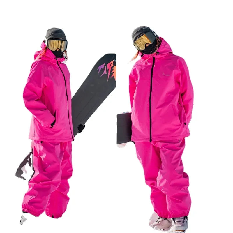 2024 Winter übergroße Frau Ski anzug Set Frauen Snowboard Set weibliche Outdoor Schnee anzug wasserdichte wind dichte Ski jacke Set