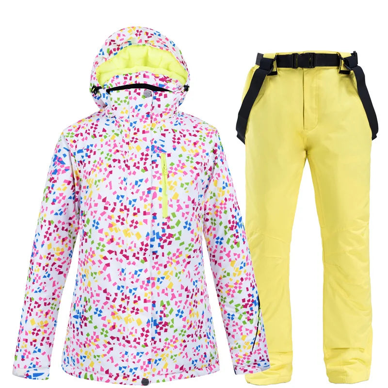 Winter Frauen Ski Anzug Thermische Ski Jacke Hosen Set Winddicht Wasserdicht Snowboarden Jacke Weibliche Ski Anzüge Schnee Mantel